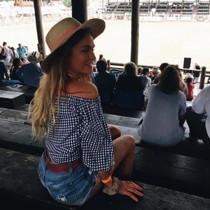 Off the shoulder gingham top